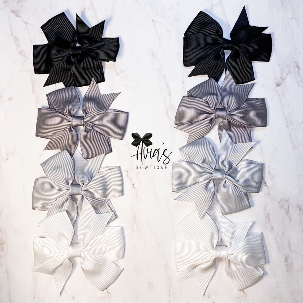 Girl hair bows  - black, white, and grey